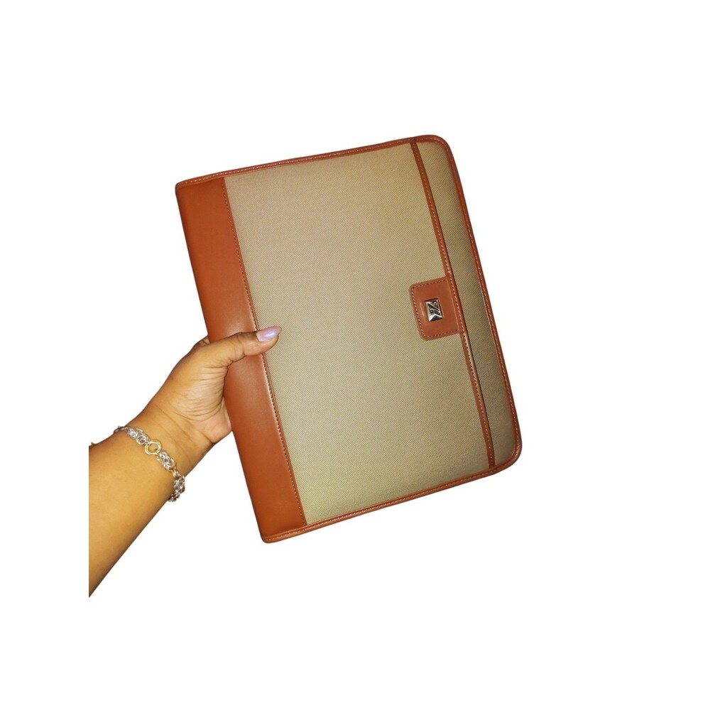 NWT Cutter & Buck Canvas & Leather Padfolio Organizer Planner Tan    57